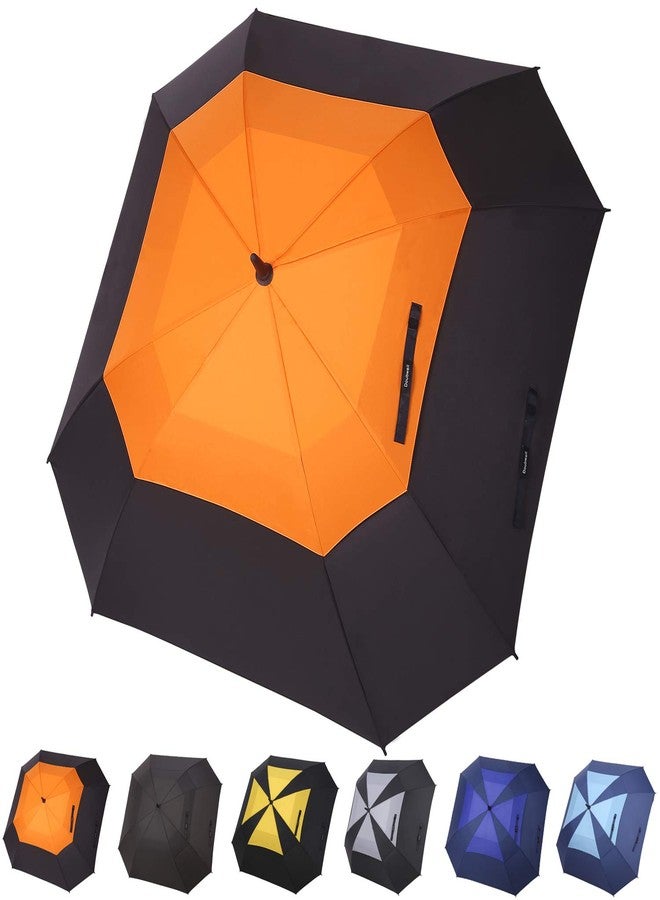 Doubwell square umbrella with automatic and windproof (Black/orange, 62 inch) - Image 1